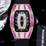 Swiss Grade Richard Mille Lady Bust Down Watch Pink Clear Diamond Rose Gold